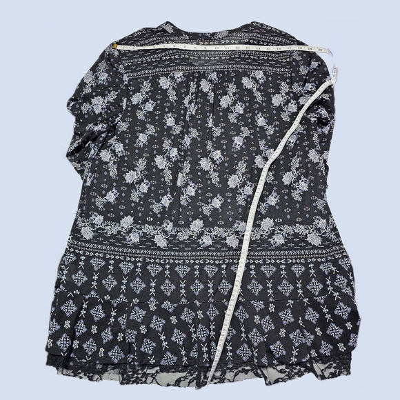 Style & Co Bohemian Floral Patterned Geo-Print Lace-Hem Peasant Top - Picture 15 of 16